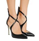 Women's Patent Leather Pointed Toe High Stilettos Shoes Sandals Sexy Party New