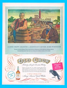 1950 River Steamboat Old Crow Whiskey Kentucky impresión artística anuncio licor bourbon - Imagen 1 de 3