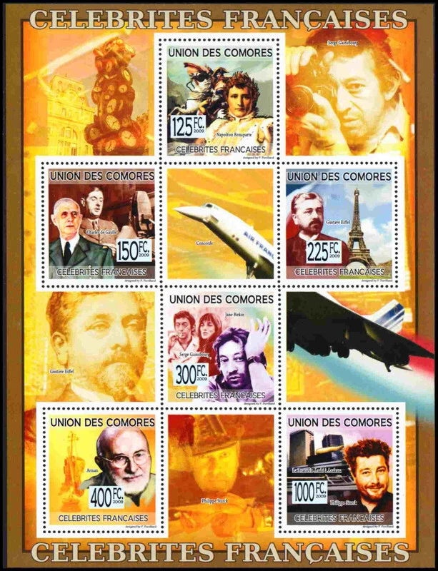 COMORO ISLANDS 2243KB - French Celebrities "Souvenir Sheet" (pb90049) - Image 1 of 1