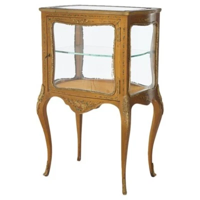 法国路易十五风格古董镀金玻璃黄水晶带手绘花卉 C1910 — 第 1/4 张图片