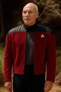 Star Trek TNG Captain Picard Red Bomber Jacket Men's Uniform Cosplay - Picture 1 of 4