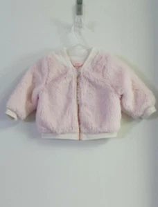 Cat & Jack Pink Fluffy Zip Up Jacket Size 6M 9M - Picture 1 of 5
