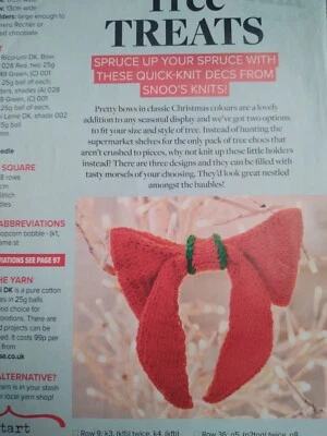 TREE TREATS - Tree Decorations & Scandi Bag Knitting Patterns-Magazine Pull Out - Image 1 of 4