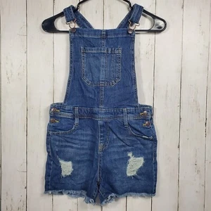 Cat And Jack Girls Shortall Overall Court Stretch Dark Wash Size L (10-12) GUC - Picture 1 of 10