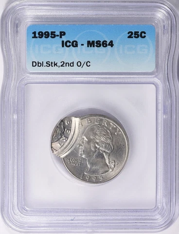 1995-P Washington Quarter Double Struck 2nd Off Center ICG MS-64 Cover