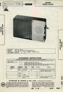 Vintage Sam's Photofact/Schematic Folder Crown Model #TR-400 SFF18 - Bild 1 von 1