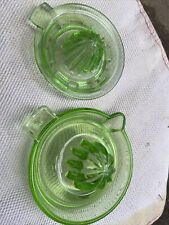 Two different sizes Green uranium glass reamers GLOWS.  Vintage.