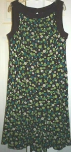 ladies clothes size 8P Petite Studio I brown polka dot long sleeveless dress - Picture 1 of 5