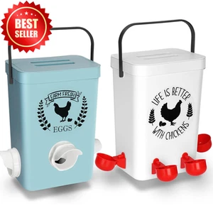 3Gal/26lb Hanging Automatic Chicken Feeder & Waterer Set No-Waste Poultry Kit - Picture 1 of 8