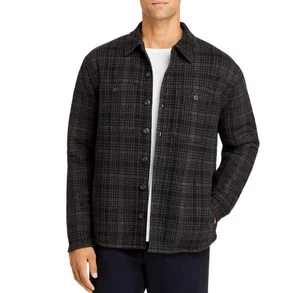 Vince $425 Men's Sherpa-Lined Shirt Jacket gray plaid XL NEW - Picture 1 of 9