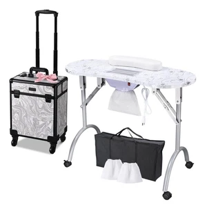 Byootique Mesa de Uñas Plegable para Manicura y Estuche de Tren de Maquillaje Rodante CB Graystone - Imagen 1 de 9