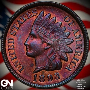 1893 COLOR Indian Head Cent Penny A0375 - Picture 1 of 2