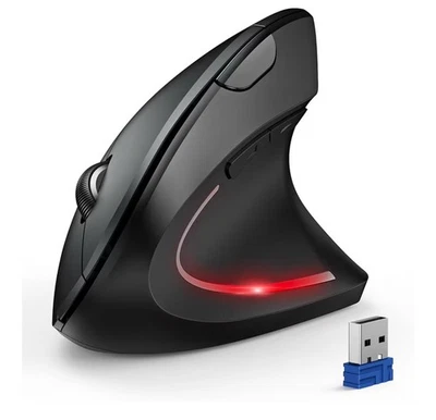 Tecknet Ergonomic Wireless Mouse TK-MS007 Vertical Mouse USB Receiver Black - Image 1 of 4