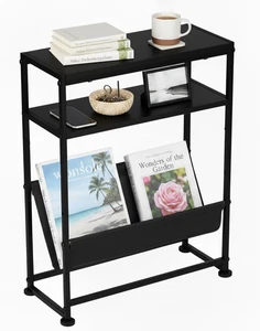 Narrow End Table for Small Spaces - Slim Side Table with Magazine Holder,2 in 1  - Picture 1 of 12