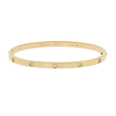 卡地亚 18k 黄金 10 钻石 Love 小号模型手镯 尺寸 17 — 第 1/4 张图片
