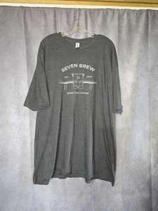 7 Brew Unisex grau Drive Thru Coffee T-Shirt Größe XXXL - Bild 1 von 7