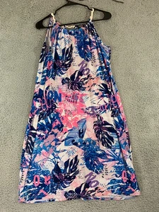 Vestido Solero Colección Rouge 1X Hojas Flora Azul Púrpura Vestido Cuello Cuerda - Imagen 1 de 12