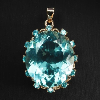 Colgantes de plata de ley 925 de oro rosa deslumbrante azul ártico aguamarina 27,55 quilates Foto 1 de 4
