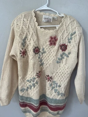 Suéter Vintage Carolina Colores Talla Grande Tejido a Mano Floral Cárdigan Nuevo Con Etiquetas Foto 1 de 4