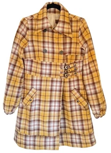 Vintage 60’s 70’s Yellow Plaid Checkered Women’s Jacket Double Breasted  - Bild 1 von 20