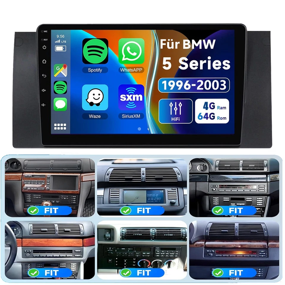 Für BMW 5er E39 X5 E53 M5 Android 14 Apple Autoradio BT5.0 GPS Navi Carplay 64GB - Bild 1 von 4