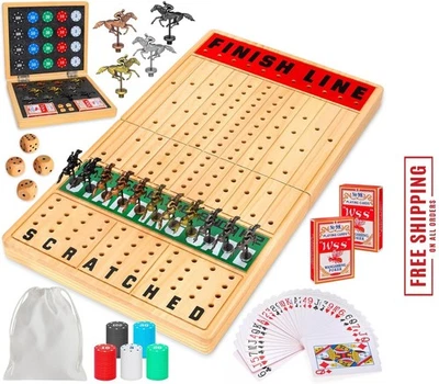 Juego de mesa grande de carreras de caballos de 21 pulgadas, juegos de carreras de caballos con cartas y dados... Foto 1 de 4
