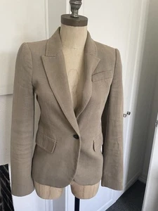 Zara Womens Blazer Button Elbow Patches Oarmeal Sz XS - Picture 1 of 13