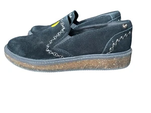 Zapatos zueco sin cordones EARTH ORGINS para mujer talla 7 negro gamuza cuero superior usados en excelente estado - Imagen 1 de 7