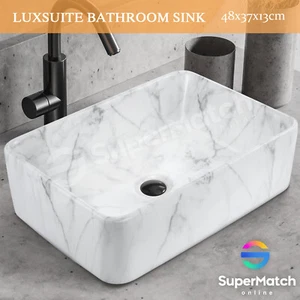 Ceramic Bathroom Basin Hand Wash Bowl Above Counter Top Rectangle Vanity Sink - Picture 1 of 12