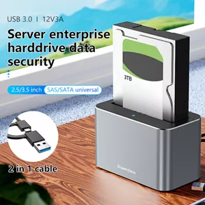 Hard Drive Dock SAS To USB 3.0 Adapters 5Gbps for 2.5/3.5 in SATA/SAS HDD SSD - Picture 1 of 11