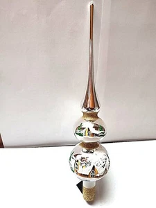 Christbaumspitze silber aus Glas mit 2 Kugeln Baumspitze Christbaumschmuck (641) - Bild 1 von 2