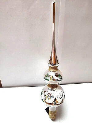 Christbaumspitze silber aus Glas mit 2 Kugeln Baumspitze Christbaumschmuck (641) - Bild 1 von 2