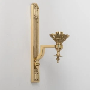 Solid Brass Gothic Style Church Consecration Candlestick Candle Holder (#191cc) - Picture 1 of 9