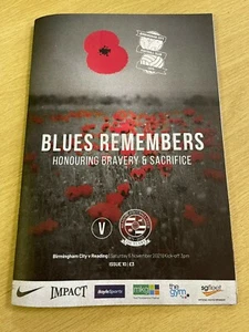 Birmingham City v Reading Programme 06.11.21 Brand New (Poppy cover) - Picture 1 of 1