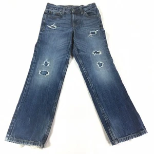 Cherokee Jeans Kids 10 Blue Denim Boot Cut Casual Stretch Distressed Patches - Picture 1 of 12