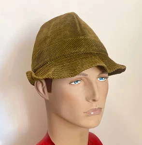 Cappello vintage - unisex - velluto a coste marrone taglia media 7 56 cm Cloche Porkpie anni '40 - Foto 1 di 18