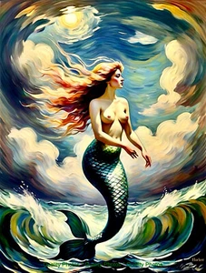 Mermaid Storm Clouds Breaking 8.5x11" Photo Print Style Claude Monet/Harker Art - Picture 1 of 1
