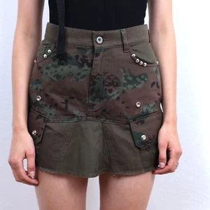 NEW Diesel Green Camo Studded Mini Skirt - Picture 1 of 5