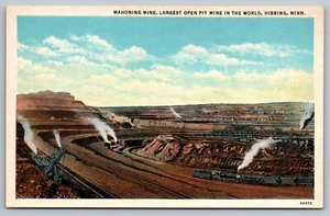 MN~Hull–Rust–Mahoning Iron Mine~now Cleveland-Cliffs~RR Train~c1910s WB Postcard - Picture 1 of 2