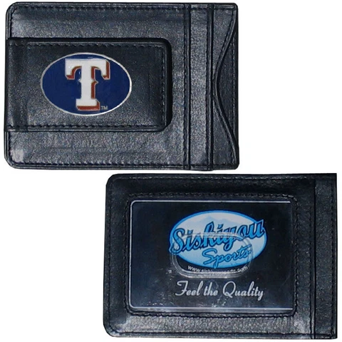Texas Rangers MLB Baseball Team Leather Card Holder Money Clip Wallet Cover