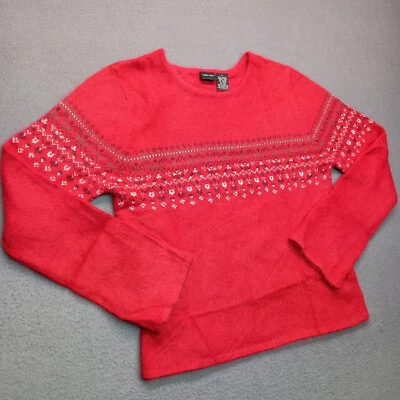 Suéter De Colección Xhilaration Para Mujer L Rojo Angora Nylon Fair Isle Preppy Suave Difuso Foto 1 de 4