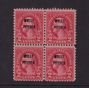 1928 Molly Pitcher 2c carmine overprint Sc 646 MLH OG rotary block of 4 (DJ - Picture 1 of 1