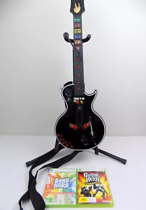 Xbox 360 Guitar Hero Rock Band Wireless Controller LES PAUL Gibson + 2x Games - Picture 1 of 5