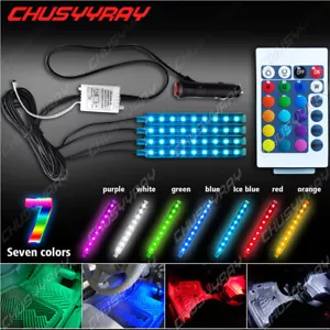 Motorcycle RGB LED Lights Wireless Remote Multi Color Neon Glow Light Strips Kit - Foto 1 di 9