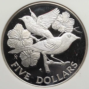 1984 British Virgin Islands Elizabeth II BIRDS Proof Silver $5 Coin NGC i106600 - Picture 1 of 5