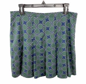 1. State Nordstrom Skater Pleated Green / Blue Short Skirt Women's Size M - Picture 1 of 6