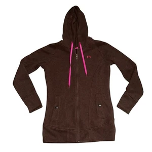Under Armour Jacket M Brown Fleece Full Zip Hooded Pockets Women’s Size Medium - Picture 1 of 5