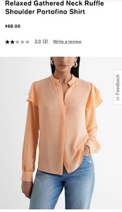 Express Relaxed Gathered Neck Ruffle Shoulder Portofino Shirt Large Peach 🍑 - Picture 1 of 3