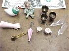 11 Dollhouse & Other Miniatures Goose Doll Brass Goblets Cups Umbrella Bell