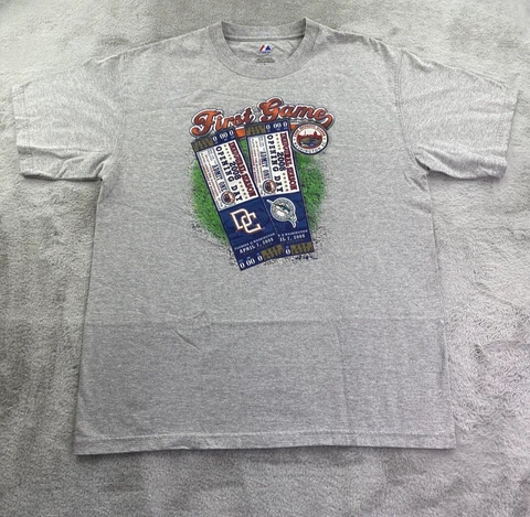 Washington Nationals Shirt Mens Large Gray Opening Day MLB Y2K First Game Promo Cover